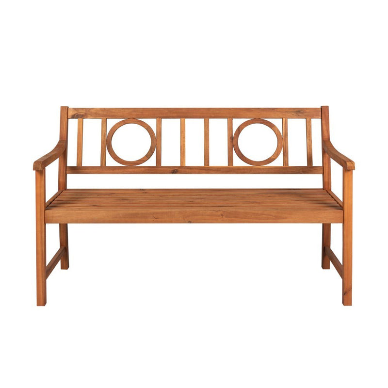 Apollo Circle-Back 600-Lbs Support Acacia Wood Outdoor Garden Patio Bench - JONATHAN Y