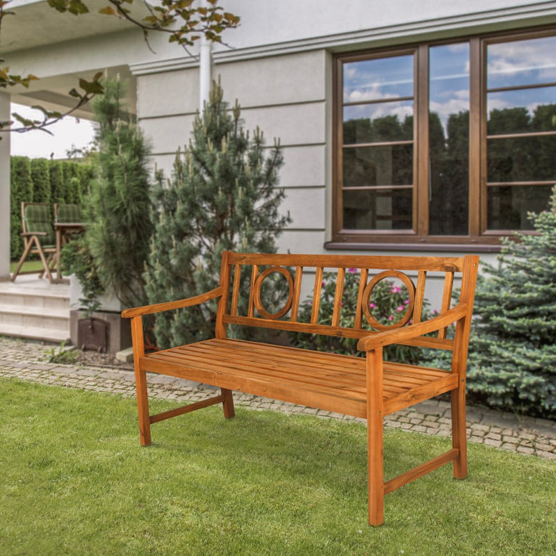 Apollo Circle-Back 600-Lbs Support Acacia Wood Outdoor Garden Patio Bench