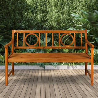 Apollo Circle-Back 600-Lbs Support Acacia Wood Outdoor Garden Patio Bench