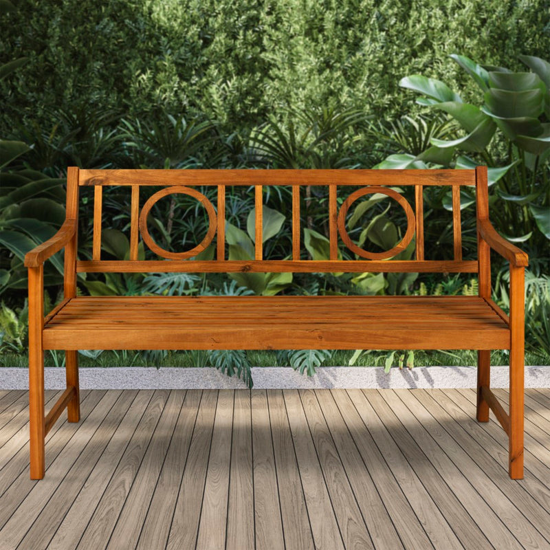 Apollo Circle-Back 600-Lbs Support Acacia Wood Outdoor Garden Patio Bench