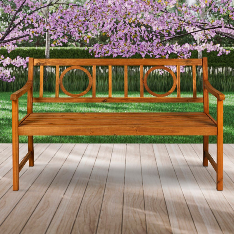 Apollo Circle-Back 600-Lbs Support Acacia Wood Outdoor Garden Patio Bench