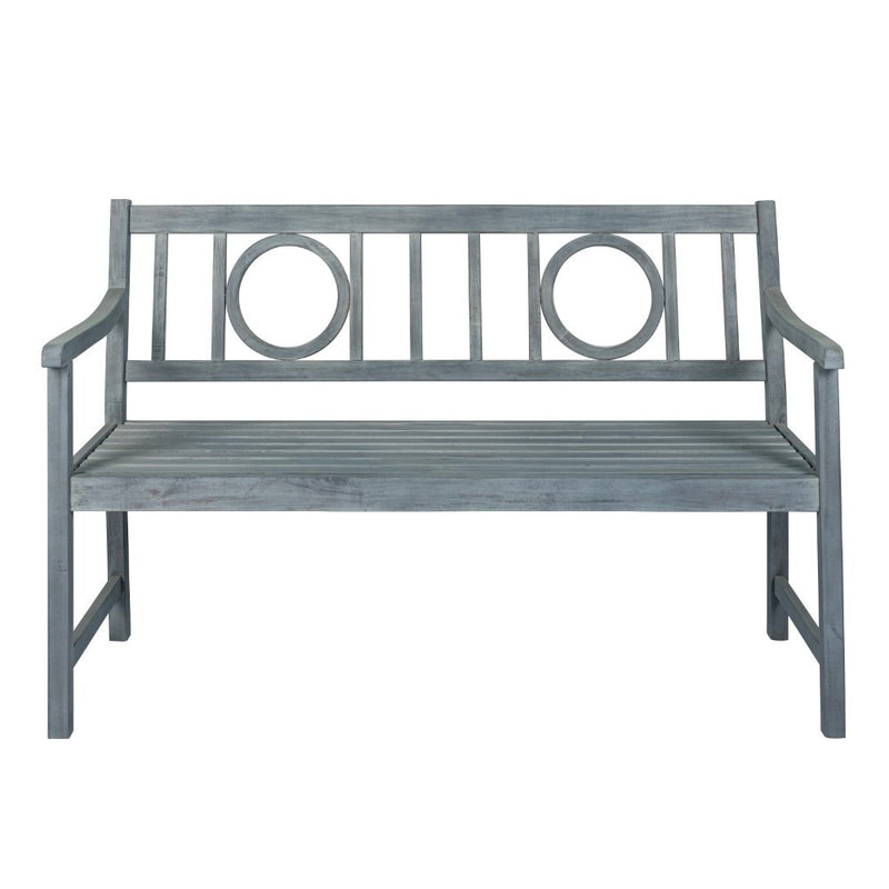 Apollo Circle-Back 600-Lbs Support Acacia Wood Outdoor Garden Patio Bench - JONATHAN Y