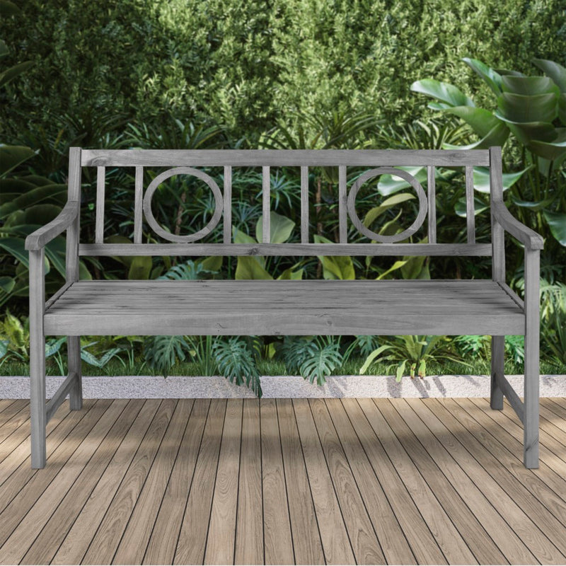 Apollo Circle-Back 600-Lbs Support Acacia Wood Outdoor Garden Patio Bench