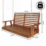 Natura 51" Coastal Farmhouse 2-Seat Slate-Back 705-Lbs Support Acacia Wood Outdoor Porch Swing