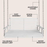 Natura 51" Coastal Farmhouse 2-Seat Slate-Back 705-Lbs Support Acacia Wood Outdoor Porch Swing