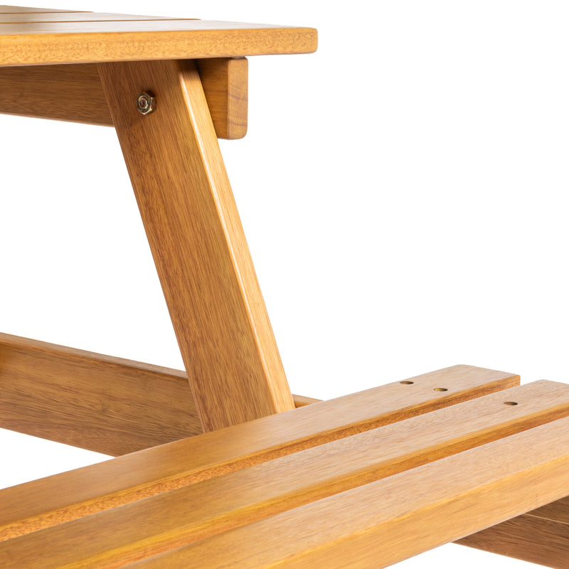 Shoreham 59" Modern Classic Outdoor Wood Picnic Table Benches with Umbrella Hole - JONATHAN Y