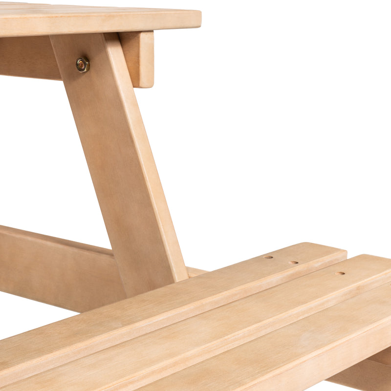 Shoreham 59" Modern Classic Outdoor Wood Picnic Table Benches with Umbrella Hole - JONATHAN Y