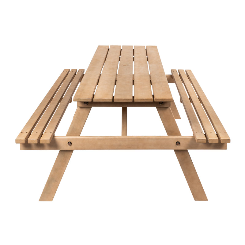Shoreham 59" Modern Classic Outdoor Wood Picnic Table Benches with Umbrella Hole - JONATHAN Y