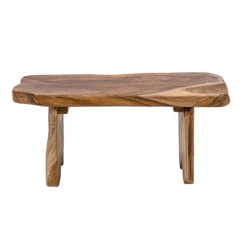 Stumpy 35.4" Handcrafted Rustic Minimalist Live Edge Solid Teak Wood Entryway Bench