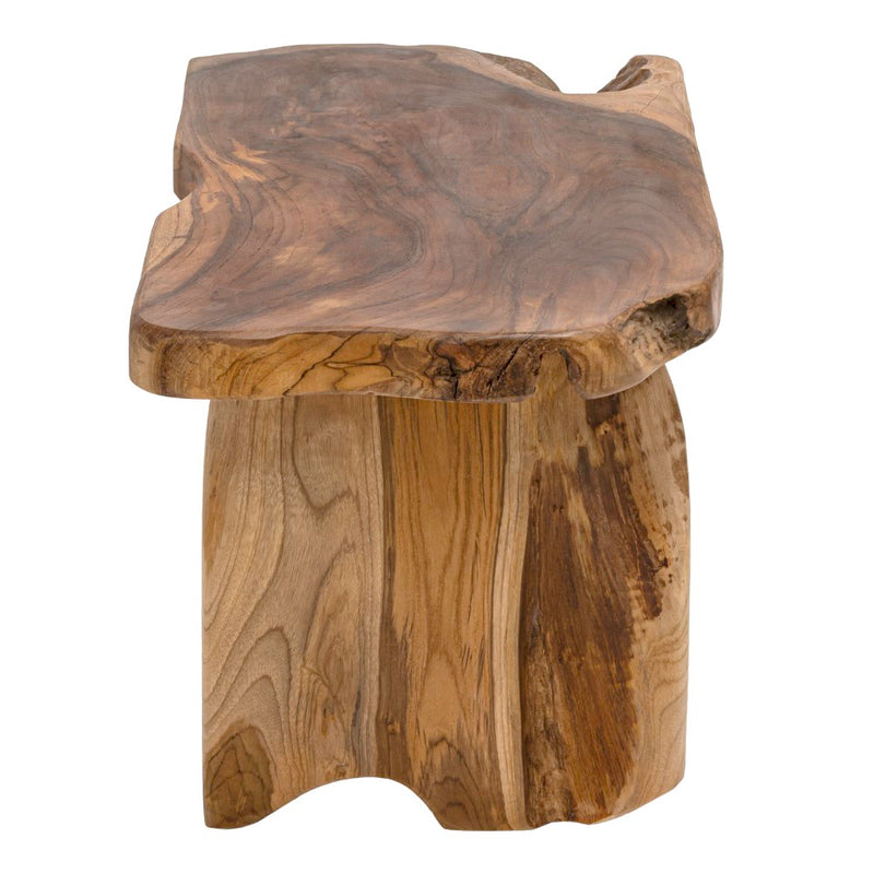 Stumpy 35.4" Handcrafted Rustic Minimalist Live Edge Solid Teak Wood Entryway Bench