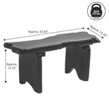 Stumpy 35.4" Handcrafted Rustic Minimalist Live Edge Solid Teak Wood Entryway Bench