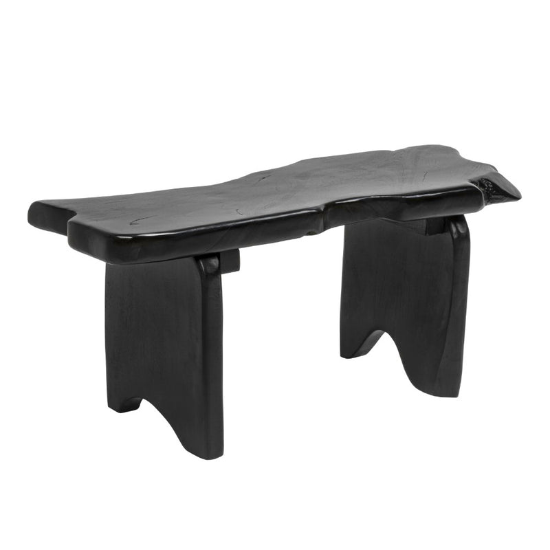 Stumpy 35.4" Handcrafted Rustic Minimalist Live Edge Solid Teak Wood Entryway Bench