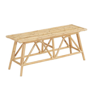 Spade 43.3 in. Coastal Bohemian 2-Seat 400-Lbs Support Handmade Slatted Rattan Bench - Natural