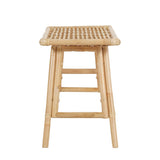Spade 43.3 in. Coastal Bohemian 2-Seat 400-Lbs Support Handmade Slatted Rattan Bench - Natural