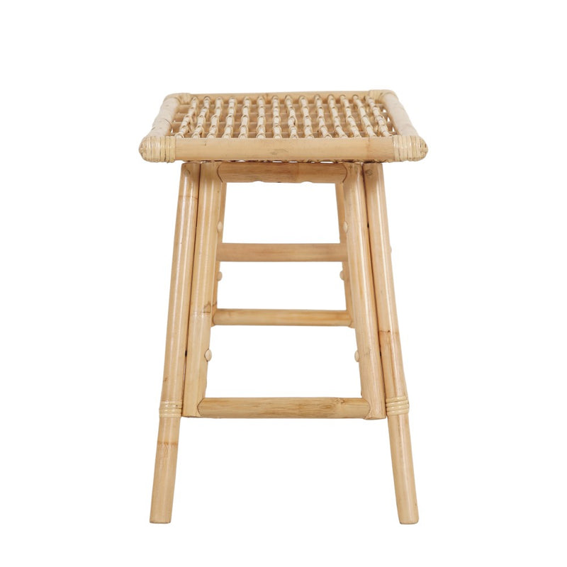 Spade 43.3 in. Coastal Bohemian 2-Seat 400-Lbs Support Handmade Slatted Rattan Bench - Natural