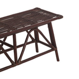 Spade 43.3 in. Coastal Bohemian 2-Seat 400-Lbs Support Handmade Slatted Rattan Bench - Dark Brown