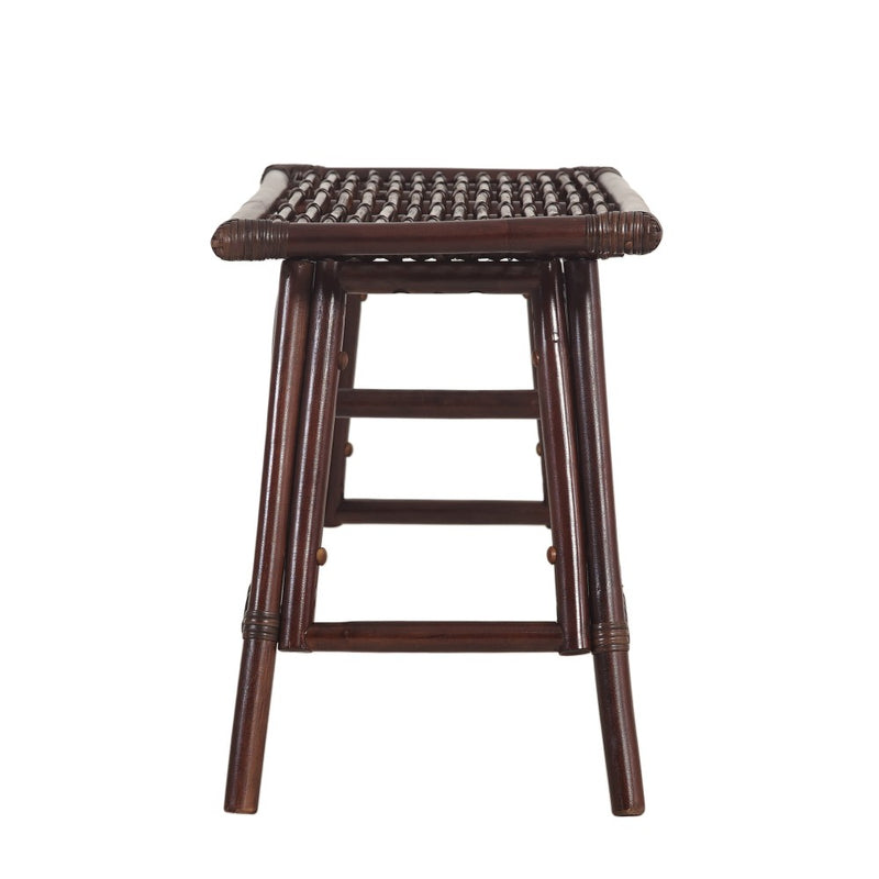 Spade 43.3 in. Coastal Bohemian 2-Seat 400-Lbs Support Handmade Slatted Rattan Bench - Dark Brown