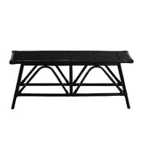 Spade 43.3 in. Coastal Bohemian 2-Seat 400-Lbs Support Handmade Slatted Rattan Bench - Black