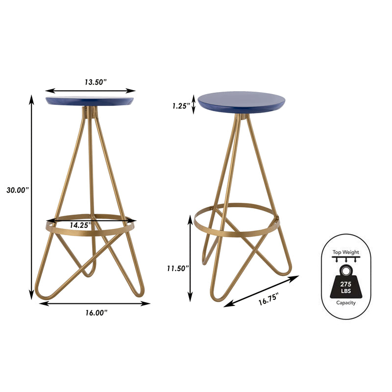 Spiroa 30" Modern Industrial Metal Backless Circular Bar Stool - JONATHAN Y