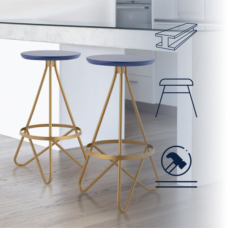 Spiroa 30" Modern Industrial Metal Backless Circular Bar Stool - JONATHAN Y