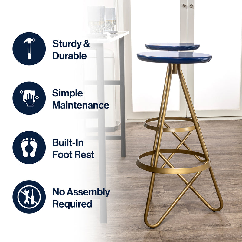Spiroa 30" Modern Industrial Metal Backless Circular Bar Stool