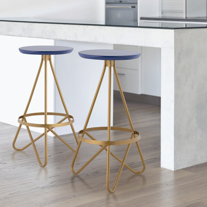 Spiroa 30" Modern Industrial Metal Backless Circular Bar Stool - JONATHAN Y