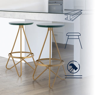 Spiroa 30" Modern Industrial Metal Backless Circular Bar Stool - JONATHAN Y