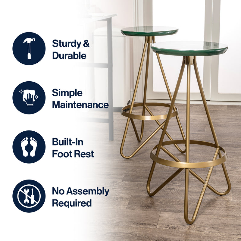 Spiroa 30" Modern Industrial Metal Backless Circular Bar Stool