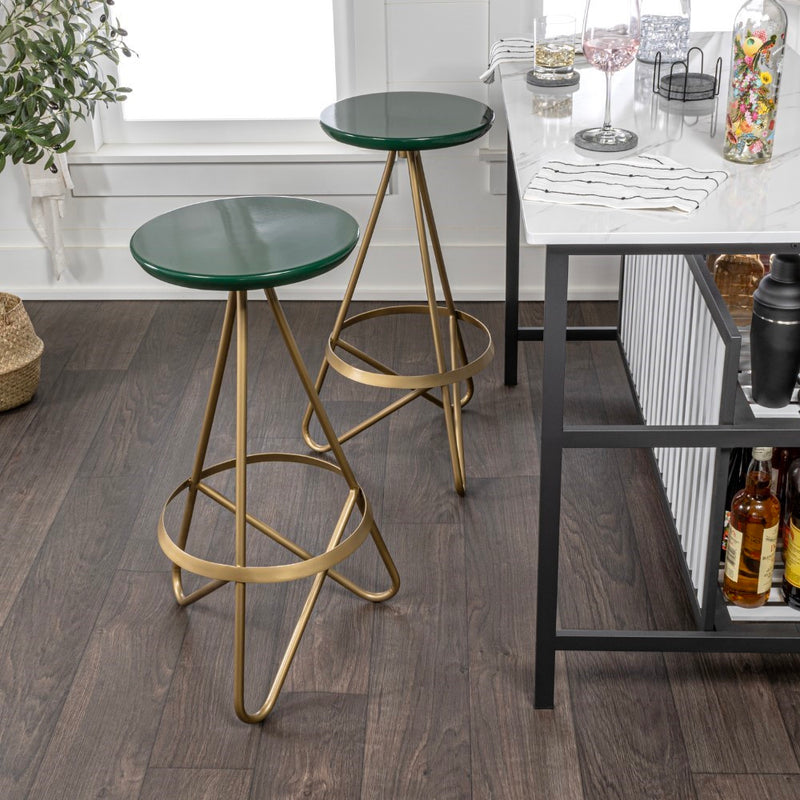 Spiroa 30" Modern Industrial Metal Backless Circular Bar Stool - JONATHAN Y