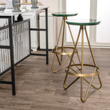 Spiroa 30" Modern Industrial Metal Backless Circular Bar Stool - JONATHAN Y