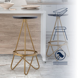 Spiroa 30" Modern Industrial Metal Backless Circular Bar Stool