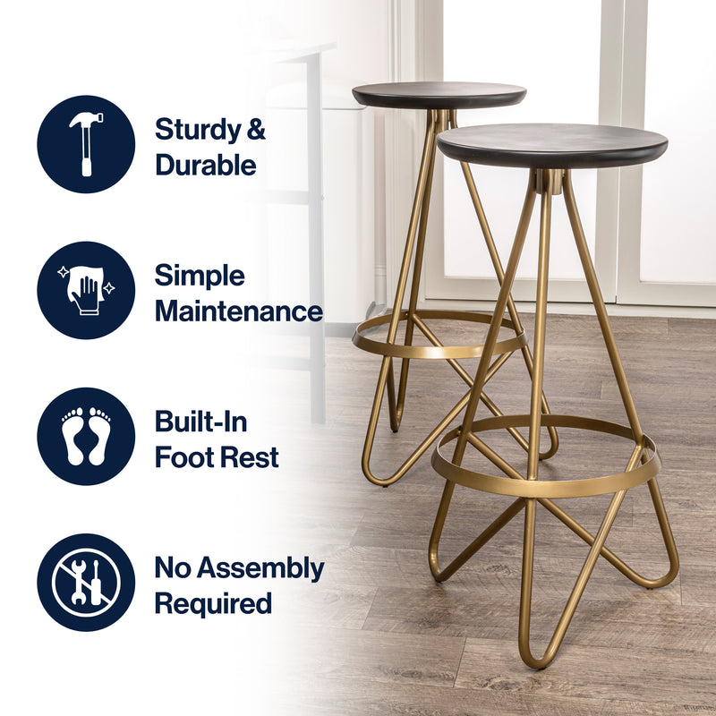 Spiroa 30" Modern Industrial Metal Backless Circular Bar Stool