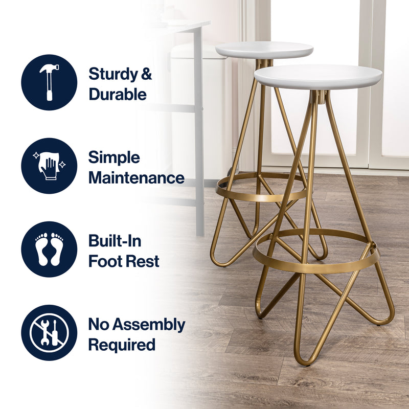 Spiroa 30" Modern Industrial Metal Backless Circular Bar Stool