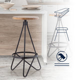 Spiroa 30" Modern Industrial Metal Backless Circular Bar Stool