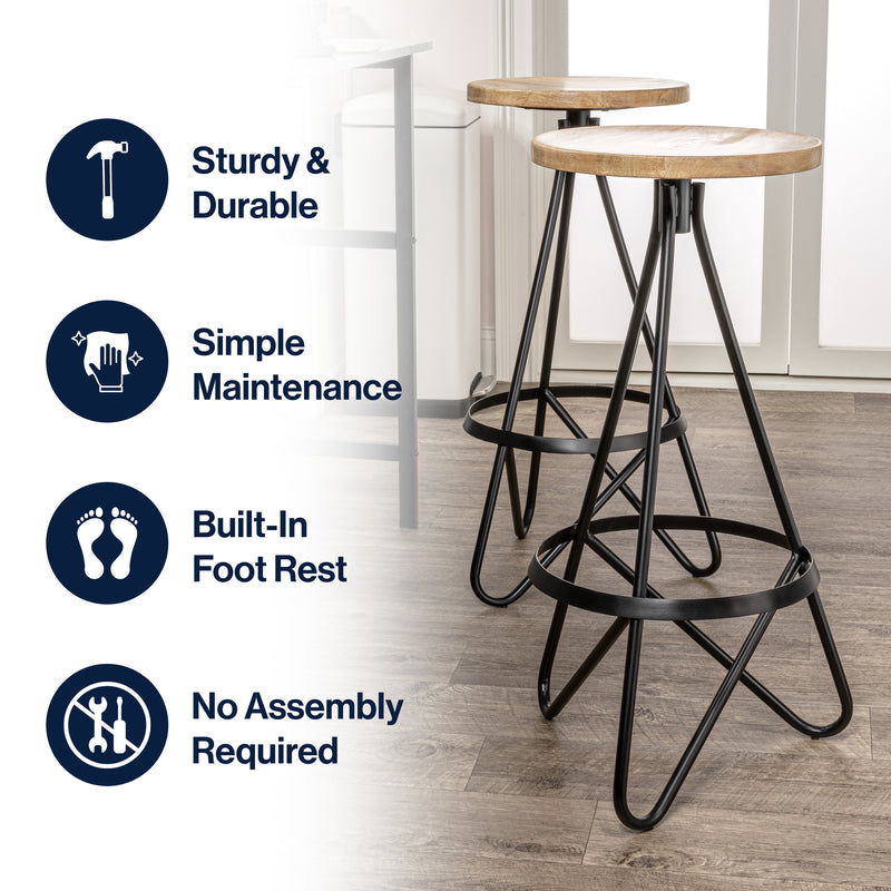 Spiroa 30" Modern Industrial Metal Backless Circular Bar Stool