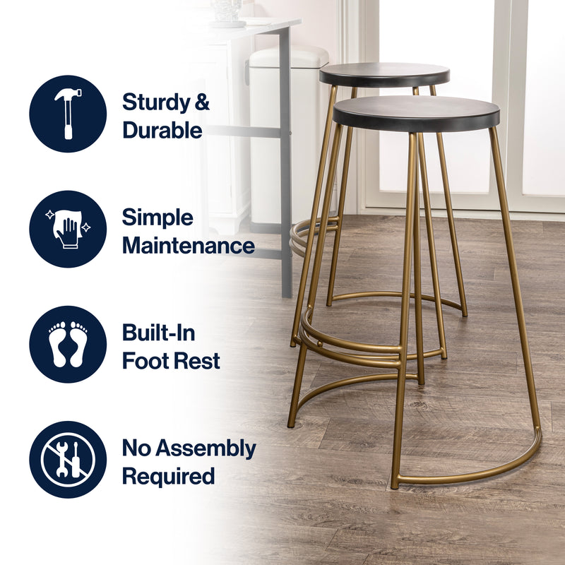 Hula 28.75" Modern Designer Iron Curved Backless Bar Stool