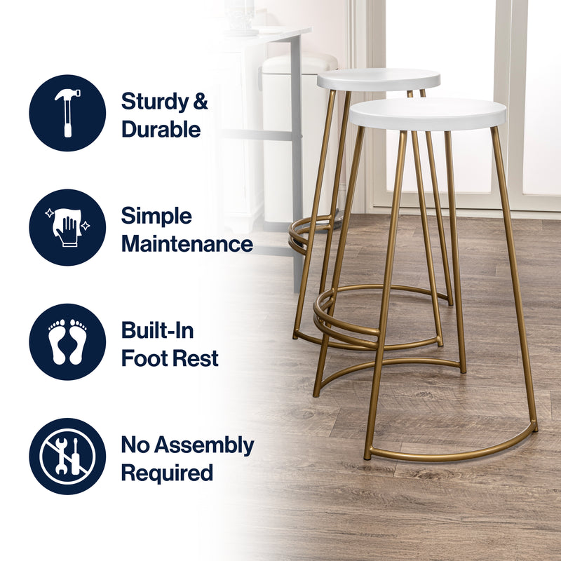 Hula 28.75" Modern Designer Iron Curved Backless Bar Stool