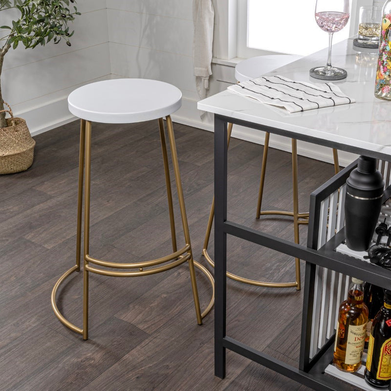 Hula 28.75" Modern Designer Iron Curved Backless Bar Stool - JONATHAN Y