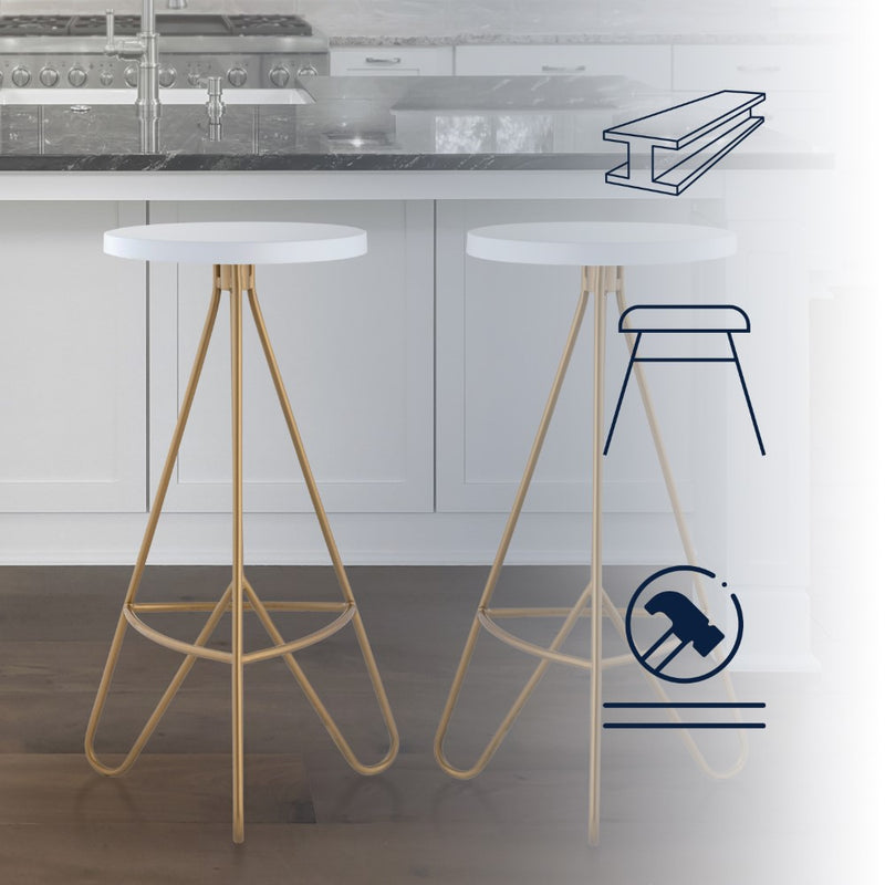 Trinity 30" Modern Industiral Iron Tripod Backless Bar Stool - JONATHAN Y