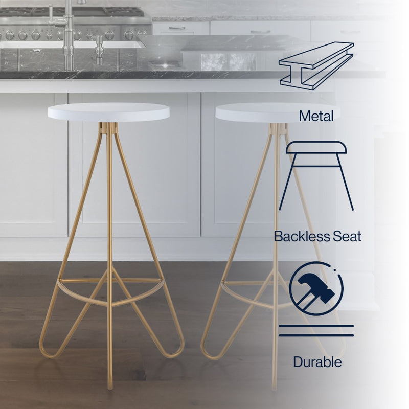 Trinity 30" Modern Industiral Iron Tripod Backless Bar Stool - JONATHAN Y