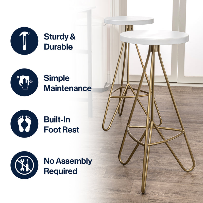 Trinity 30" Modern Industiral Iron Tripod Backless Bar Stool
