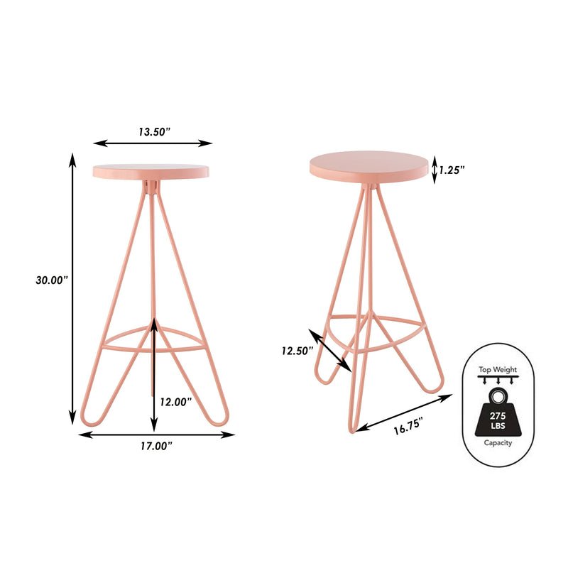 Trinity 30" Modern Industiral Iron Tripod Backless Bar Stool