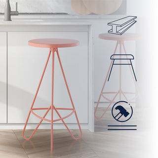 Trinity 30" Modern Industiral Iron Tripod Backless Bar Stool