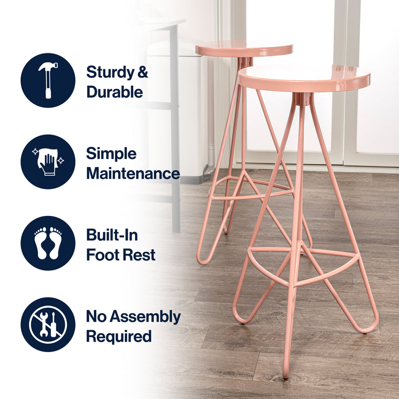 Trinity 30" Modern Industiral Iron Tripod Backless Bar Stool
