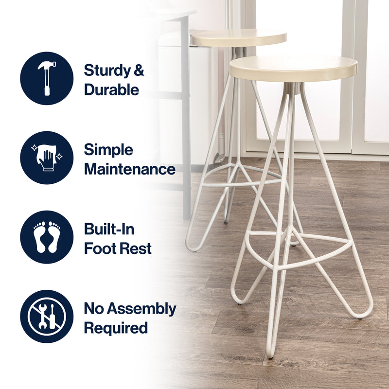 Trinity 30" Modern Industiral Iron Tripod Backless Bar Stool