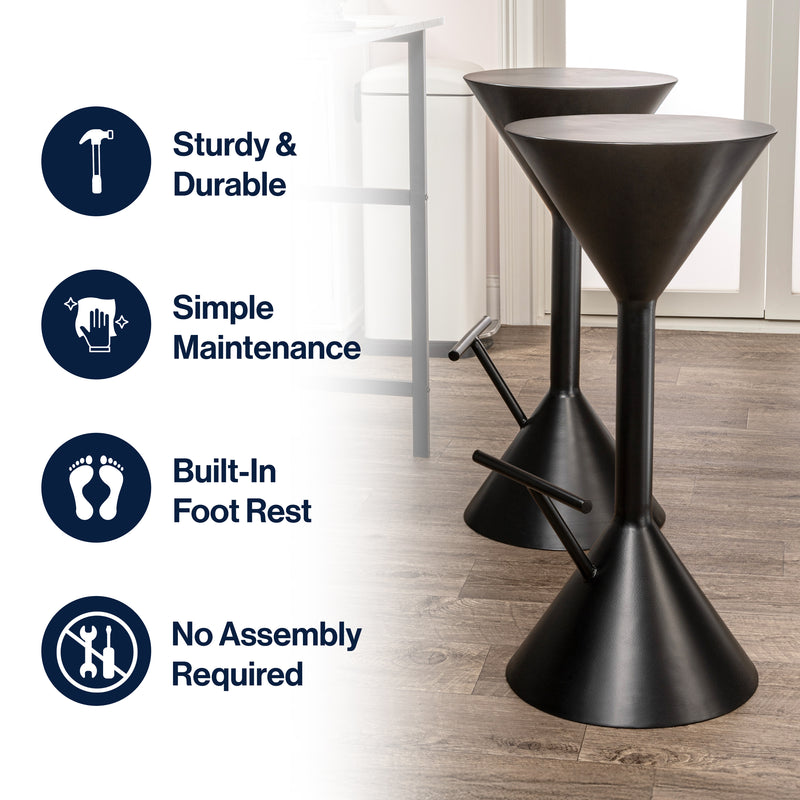 Chronos 29.75" Modern Industrial Iron Hourglass Backless Bar Stool with Foot Rest