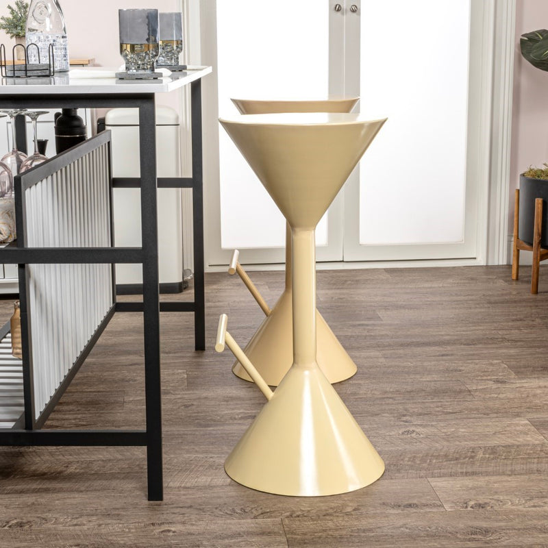 Chronos 29.75" Modern Industrial Iron Hourglass Backless Bar Stool with Foot Rest - JONATHAN Y