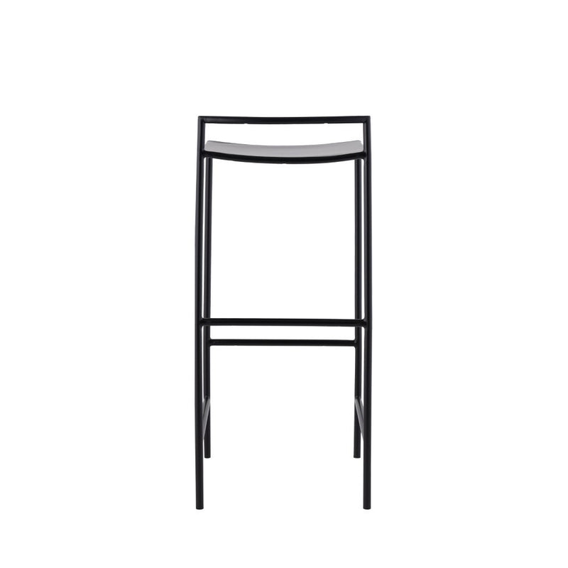 Svelte 30" Coastal Contemporary Iron Saddle-Seat Low-Back Bar Stool with Foot Rest - JONATHAN Y