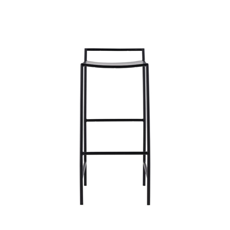 Svelte 30" Coastal Contemporary Iron Saddle-Seat Low-Back Bar Stool with Foot Rest - JONATHAN Y