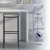 Svelte 30" Coastal Contemporary Iron Saddle-Seat Low-Back Bar Stool with Foot Rest - JONATHAN Y